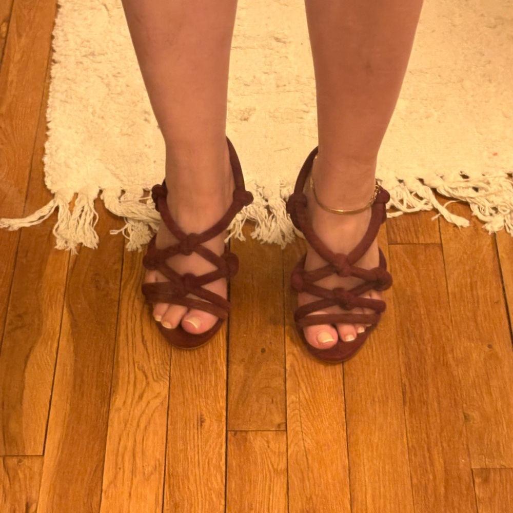 SCHUTZ Burgundy Heeled Sandals
